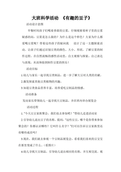 大班科学活动 《有趣的豆子》