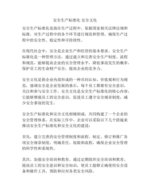 安全生产标准化 安全文化