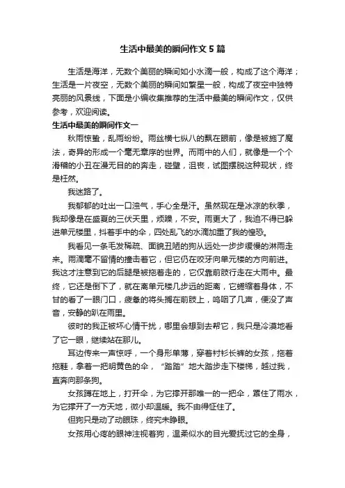 生活中最美的瞬间作文5篇