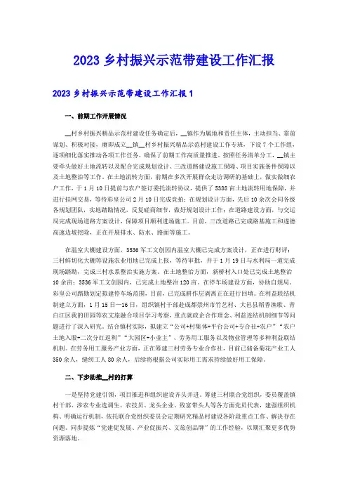 2023乡村振兴示范带建设工作汇报