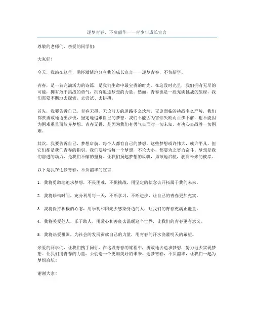 逐梦青春,不负韶华——青少年成长宣言