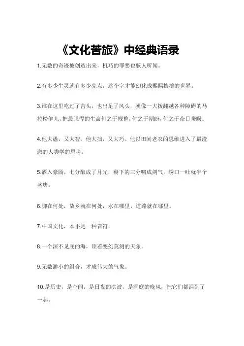 文化苦旅摘抄经典句子