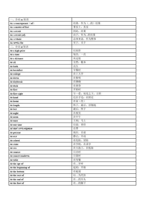 介词短语大全