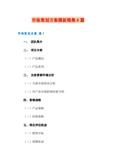 市场策划方案模板锦集6篇