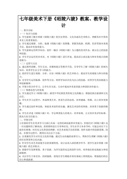 七年级美术下册《昭陵六骏》教案、教学设计