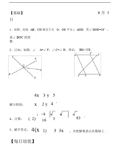 七年级数学基础每日一练.docx