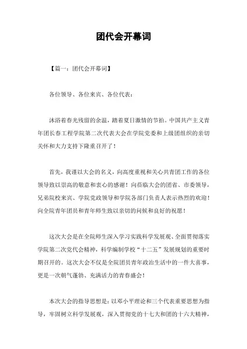 团代会开幕词