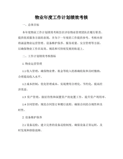 物业年度工作计划绩效考核