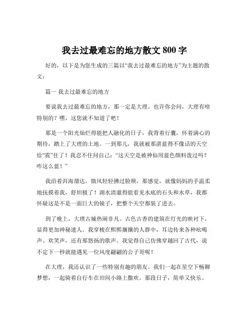我去过最难忘的地方散文800字