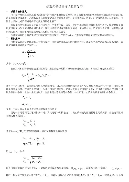 螺旋桨空泡试验指导书