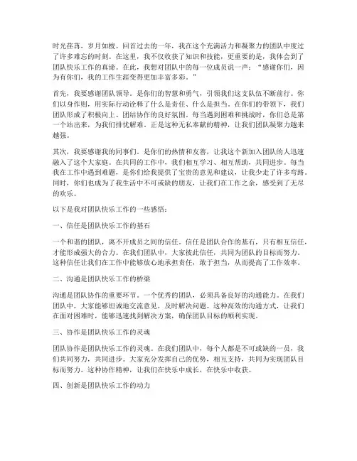 团队快乐工作感言