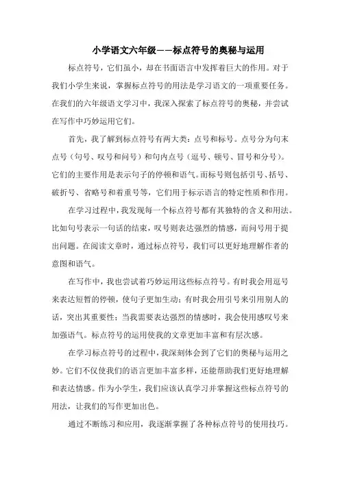 小学语文六年级——标点符号的奥