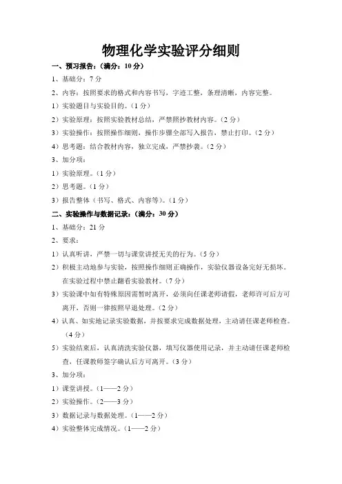 物化实验评分细则-101028