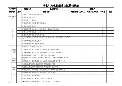 风电机组防火检查记录表
