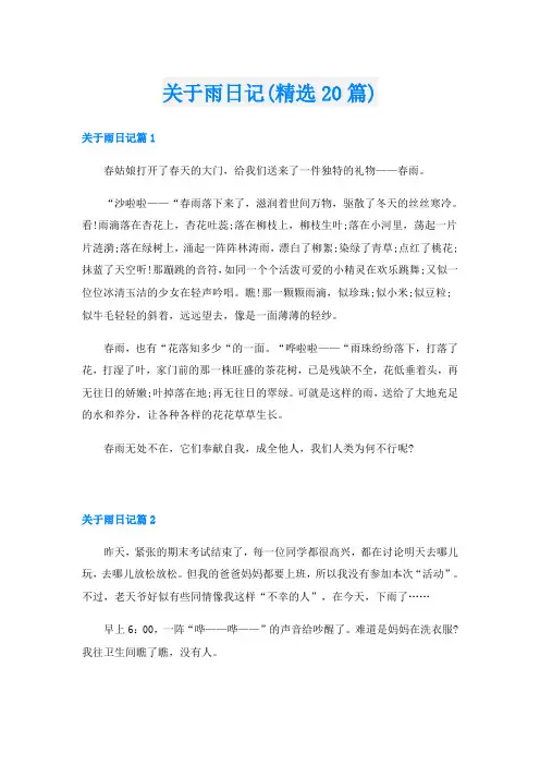 关于雨日记(精选20篇)
