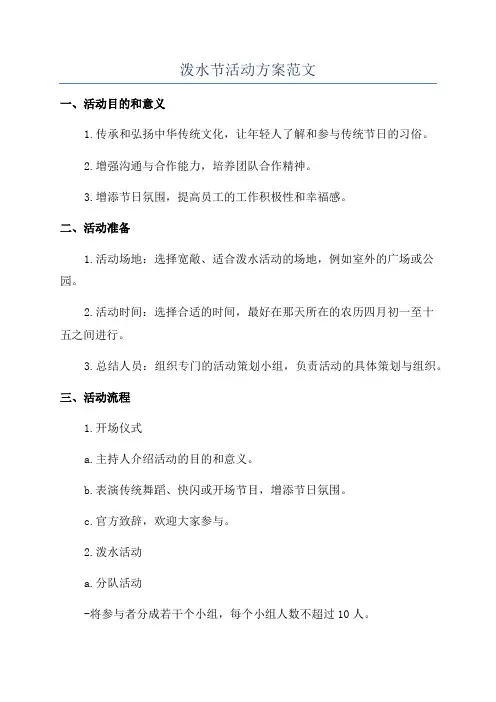 泼水节活动方案范文