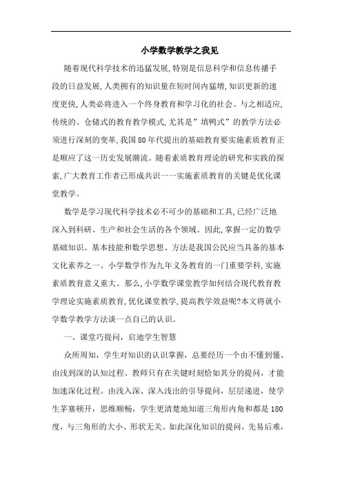 小学数学教学之我见