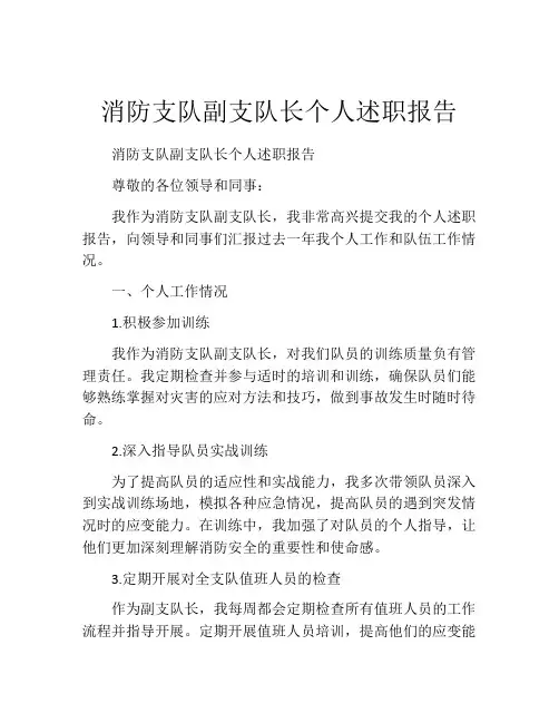 消防支队副支队长个人述职报告