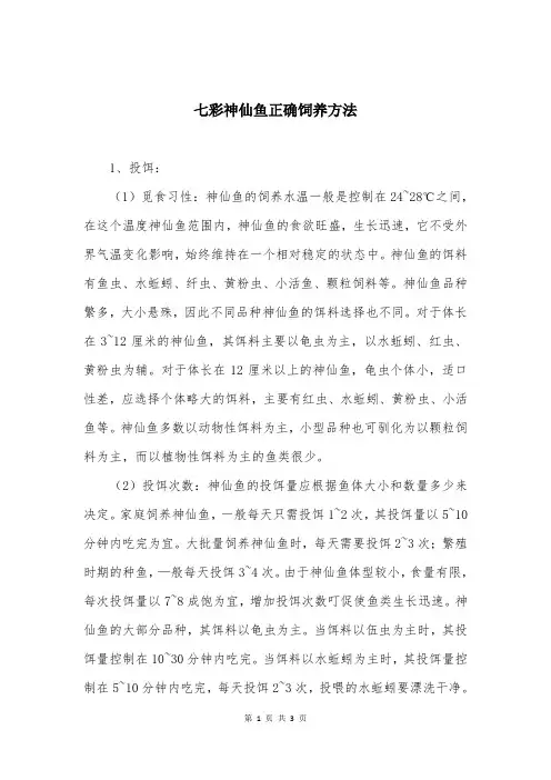 七彩神仙鱼正确饲养方法