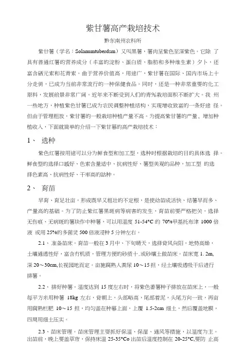 紫甘薯高产栽培技术(精品).doc