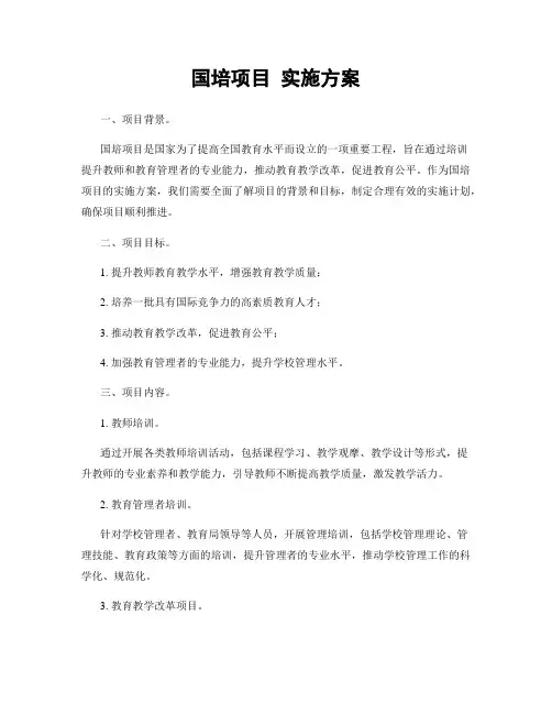 国培项目 实施方案