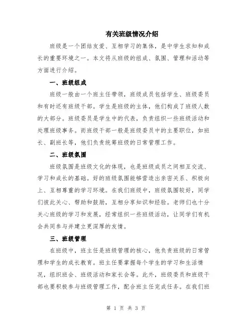 有关班级情况介绍