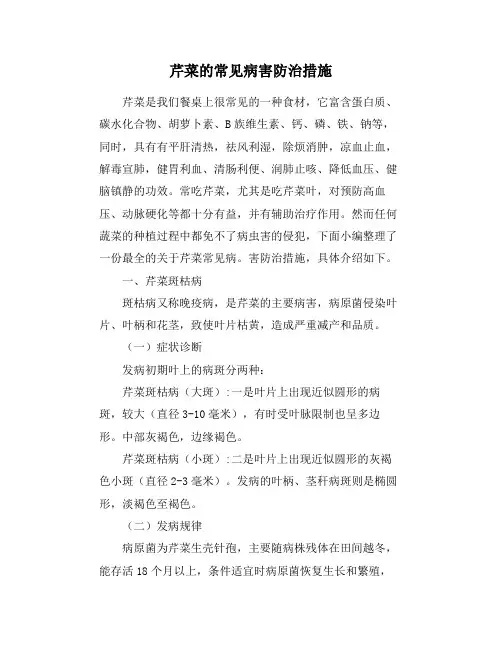 芹菜的常见病害防治措施