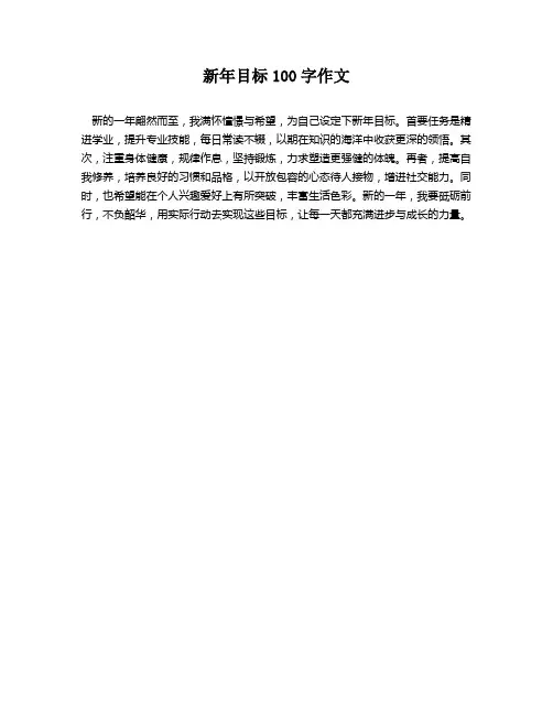 新年目标100字作文