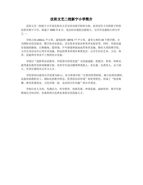 沈阳文艺二校新宁小学简介