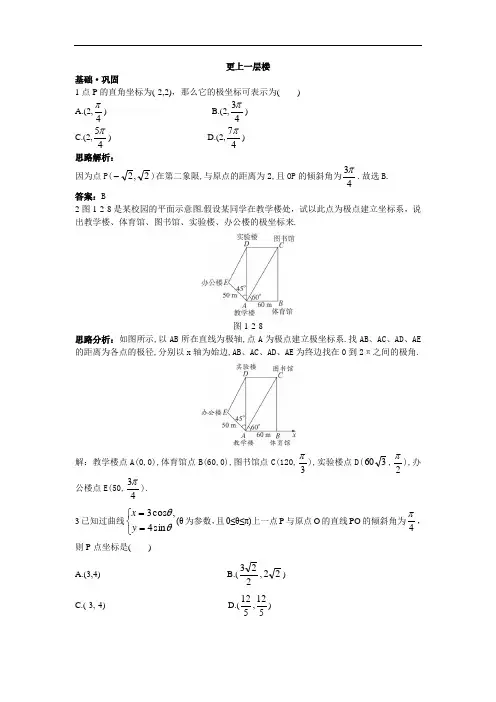 数学人教A版选修4-4达标训练 第一讲二极坐标系 含解析