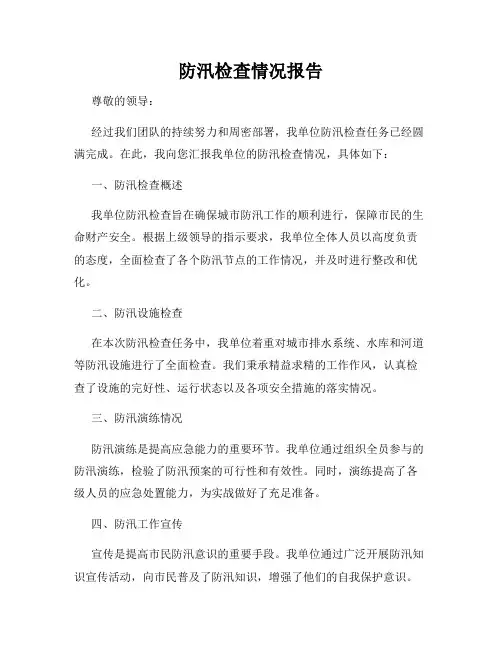 防汛检查情况报告