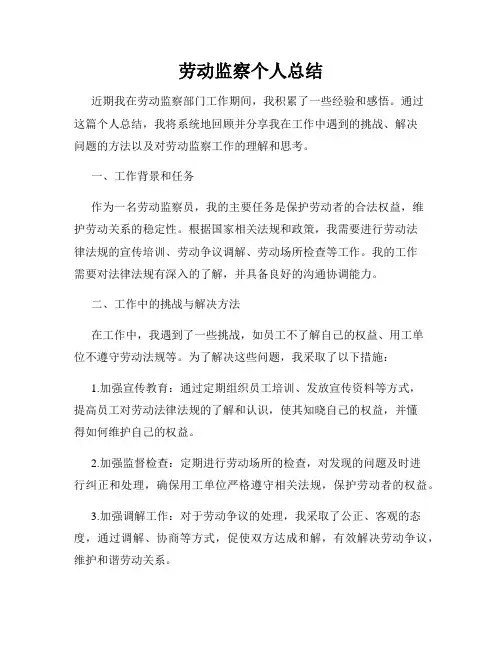 劳动监察个人总结