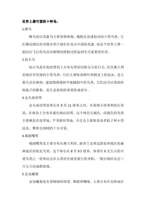 世界上最可爱的十种鸟