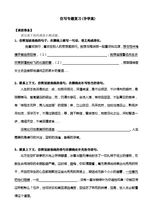仿写专题复习   学生导学案