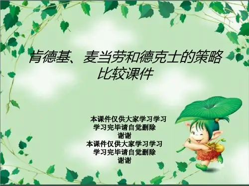 肯德基、麦当劳和德克士的策略比较课件