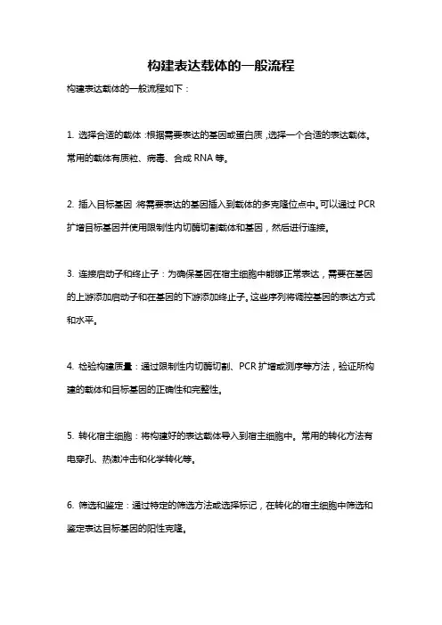 构建表达载体的一般流程
