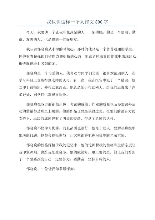 我认识这样一个人作文800字