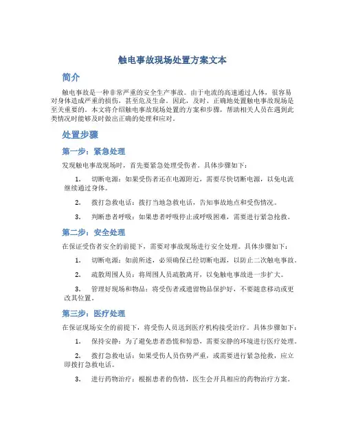 触电事故现场处置方案文本