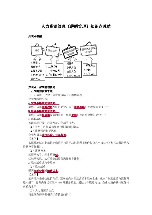 人力资源管理《薪酬管理》知识点总结