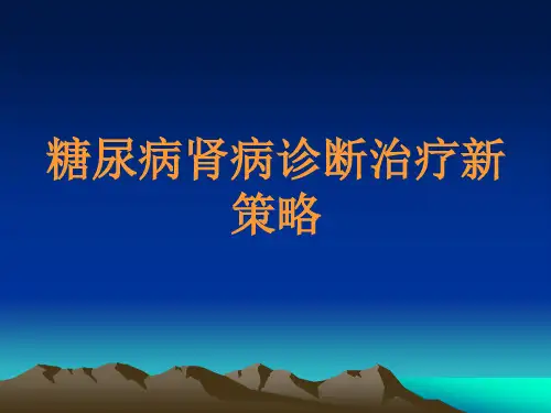 糖尿病肾病诊断治疗新策略讲