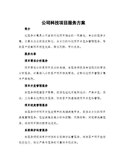公司科技项目服务方案
