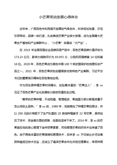 小芒果带动发展心得体会