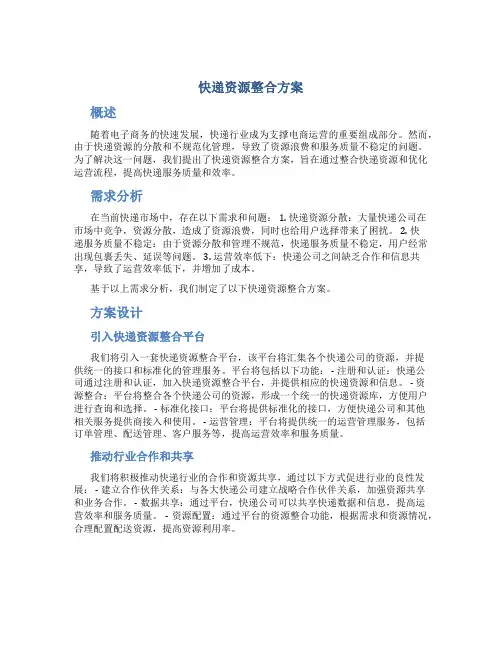 快递资源整合方案