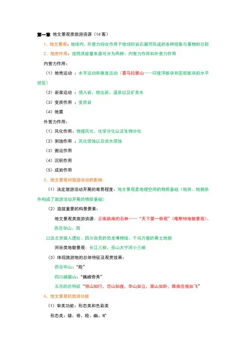 旅游资源开发第三章重点——地文景观类旅游资源