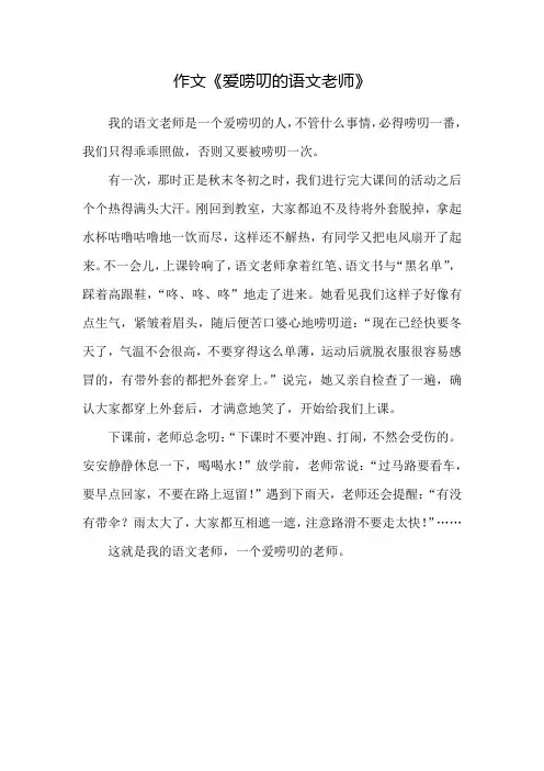 爱唠叨的语文老师作文400字