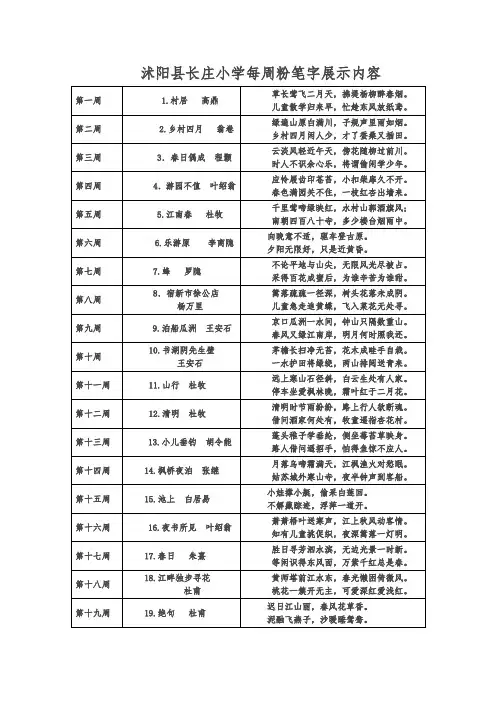 粉笔字内容