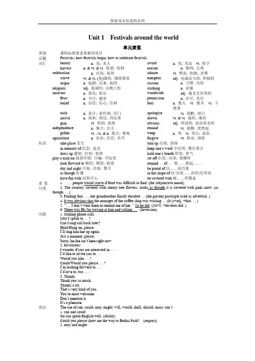 人教版高中英语必修3人教版必修三Unit1Festivals around the world教案Period 1 Warming up and Reading