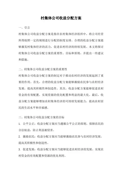 村集体公司收益分配方案