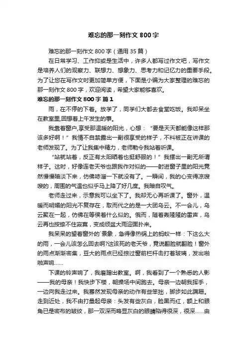 难忘的那一刻作文800字