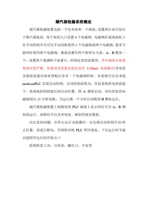 凝汽器检漏装置系统说明